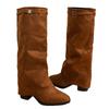 Große Größe spitze europäische und amerikanische Stil hohe Hosenstiefel Herbst 2025 Wildleder dicker Absatz Schaft Mittelhohe Stiefel Damen