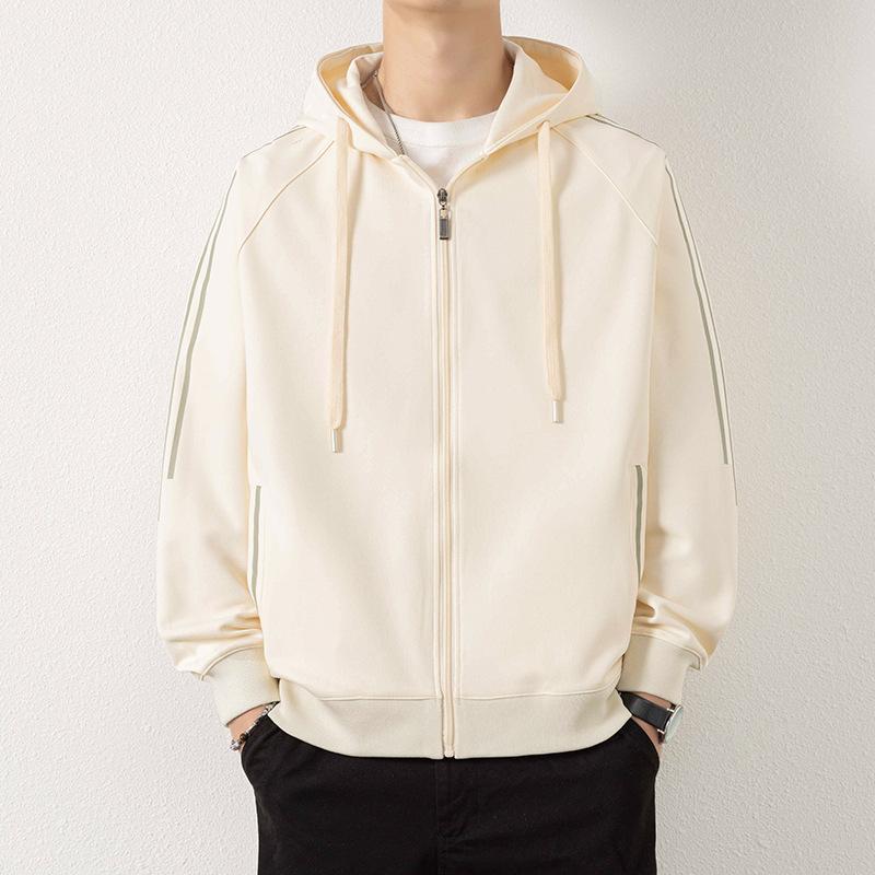 Pull à capuche Pull décontracté pour jeune Veste Cardigan Pull à capuche à trois bandes Homme
