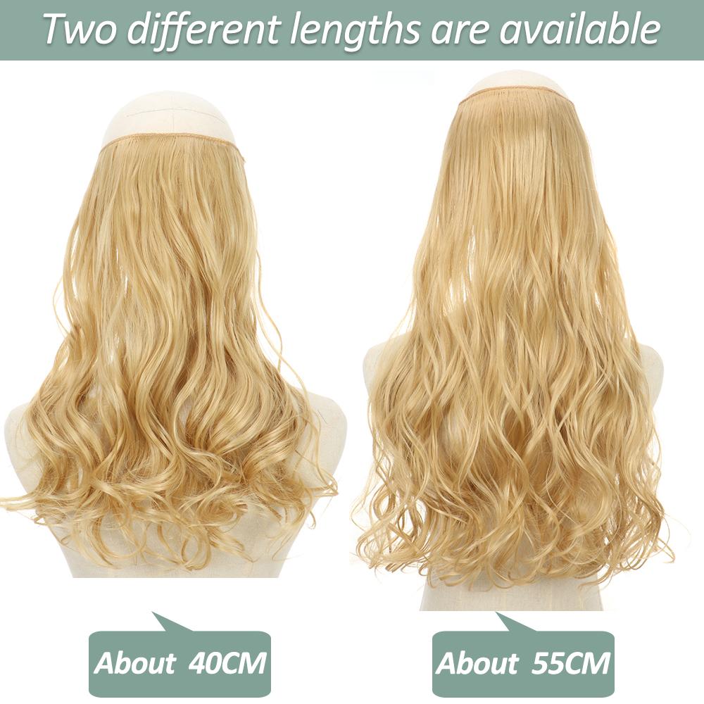 MERISIHAIR No Clips Long Wavy Hair Extension Invisible Wire Synthetic Fiber Natural Black Blonde Hair Piece for Women