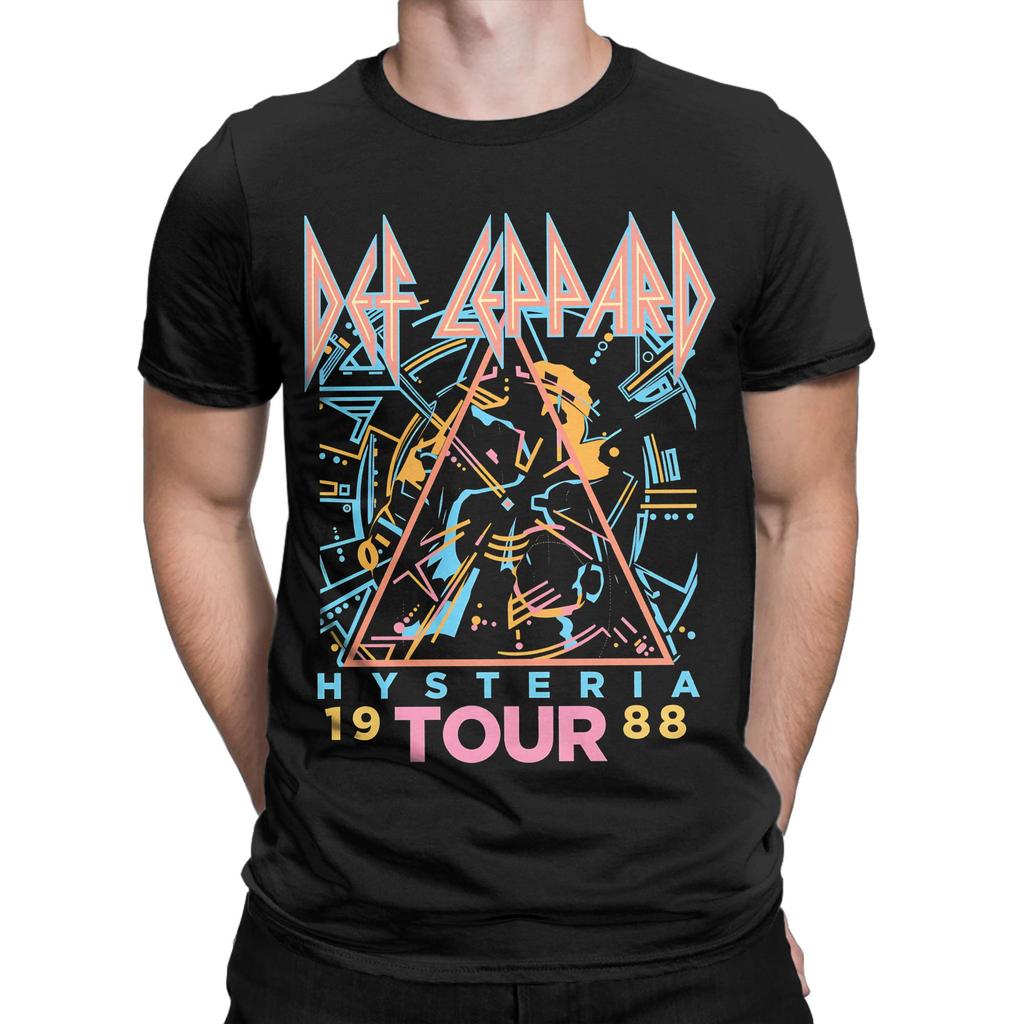 Def Leppard 1980s Heavy Hair T Shirts Mens 100 Cotton Vintage TShirts Crew Neck Tee Shirt Short Sleeve Clothing Gift Idea