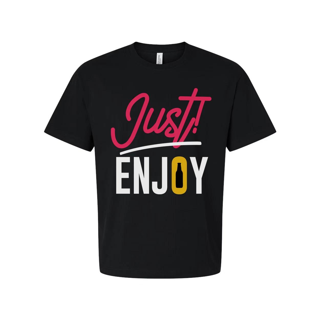 Just Enjoy Beer Graphic Unisex Tee With Bottle Icon Design For Casual Everyday W 2XL