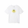 Herren Weißes Kurzarm-T-Shirt mit Retro Amerikanischem Brustaufdruck