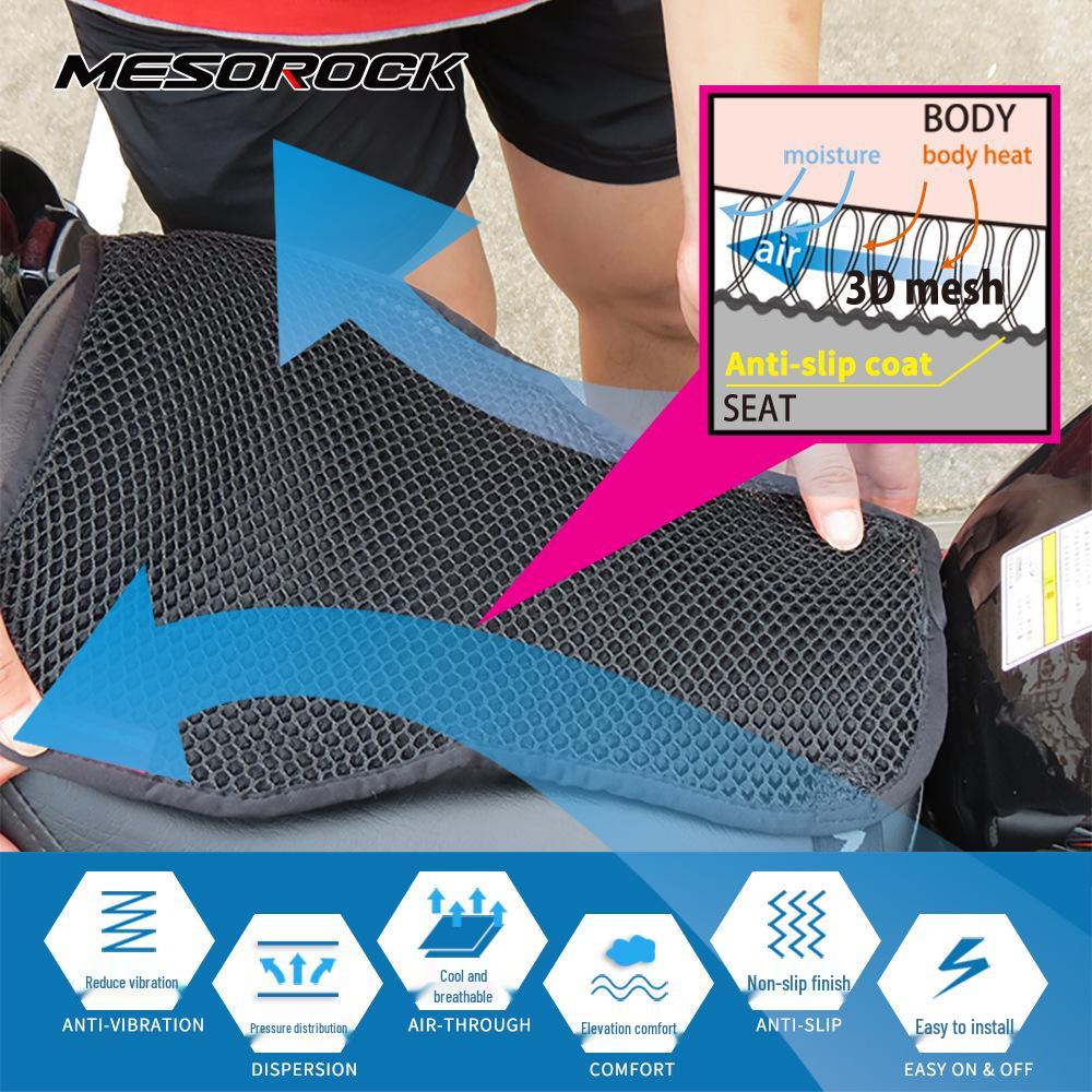 Breathable Motorcycle Seat Cover: Sun Protection & Heat Insulation Mesh Cushion for Cool Summer Comfort