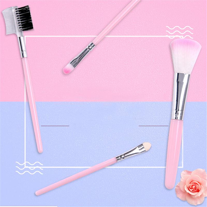 5Pcs Pink Makeup Brush Set Foundation Brush Eye Shadow Brush Eyebrow Comb Blush