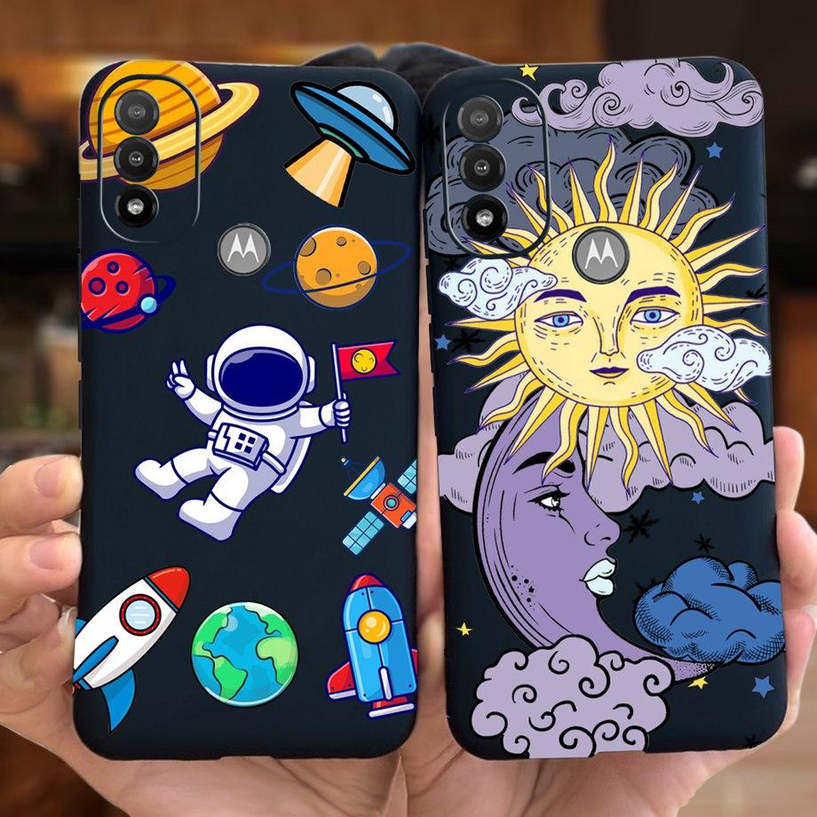 For Motorola Moto E40 Case Moto E20 E30 Cover Soft TPU Silicone Black Cartoon Dragon Astronaut Housing Etui For MotoE40 E 40 20