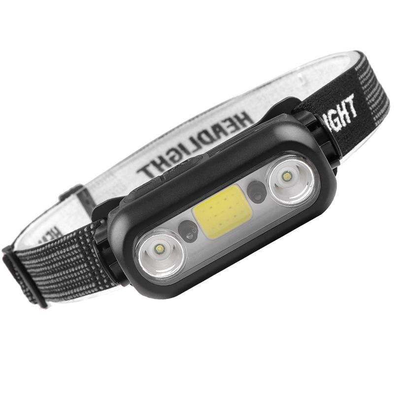 XPE + COB Sensor LED Headlamp USB Rechargeable Lightweight Headlight for Outdoor Running Cycling Camping