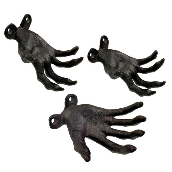 Creepy Hand Wall Hook Metal Distressed Finish Hook Gothic Hand Statue Tealight Candle Holder Hook for Jewelry Rings Entryway Bedroom Indoor Decor