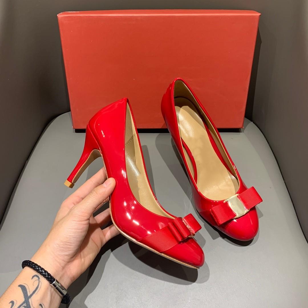 Высокие каблуки бант лакированная кожа европейский и американский темперамент ежедневные — фото 4