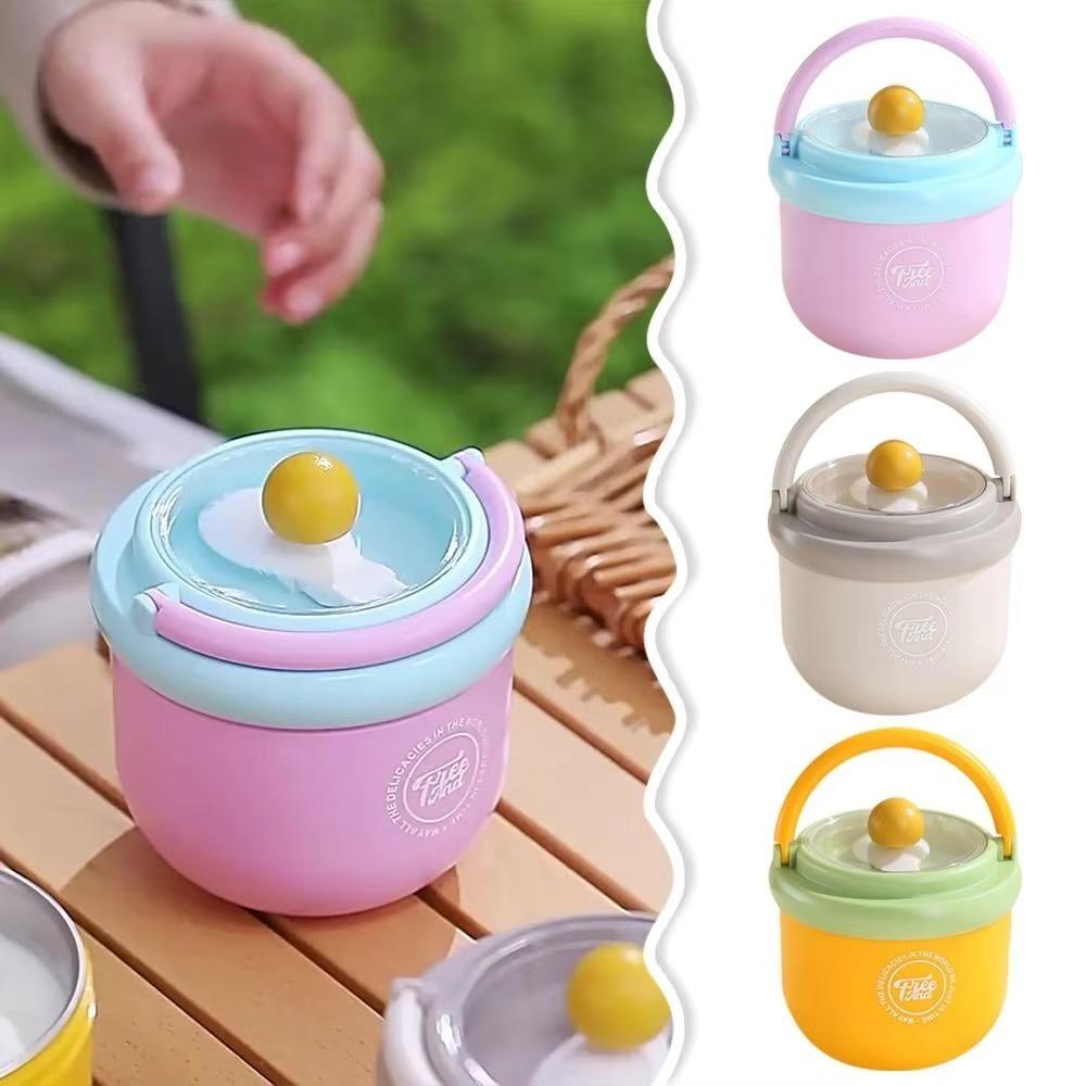 500/600ml Soup Cup Stainless Steel Sealed Bowl Milk Containers  For Breakfast Oat Milk Fruit Salad