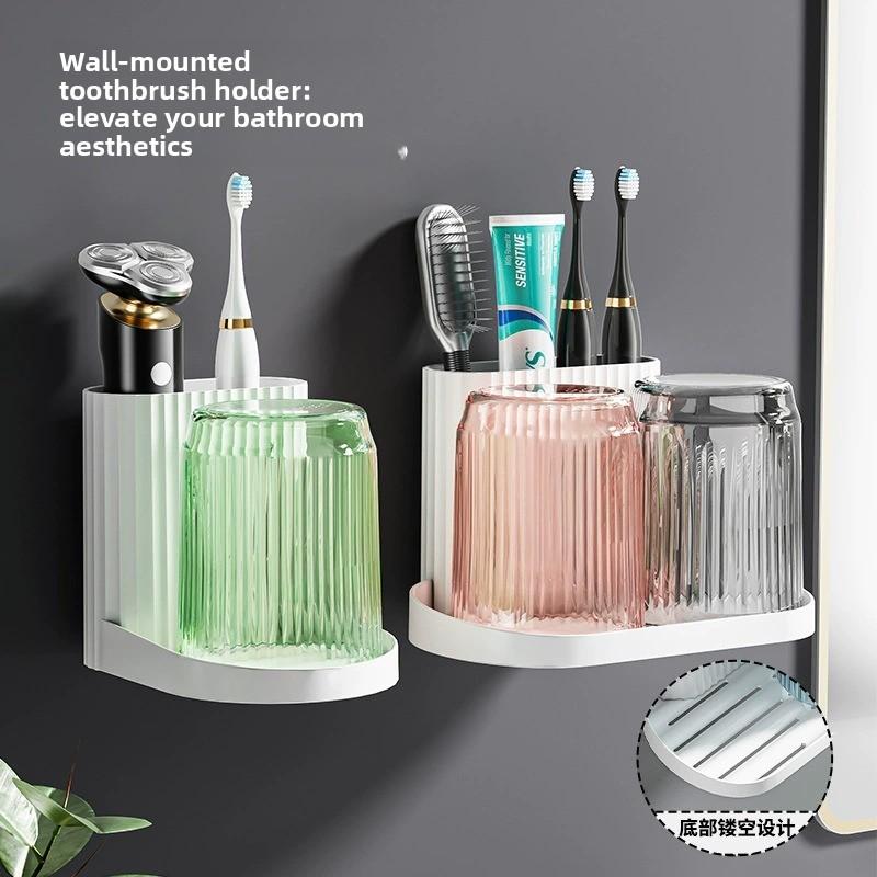 Soporte para cepillos de dientes de pared sin taladros organizador de baño adhesivo