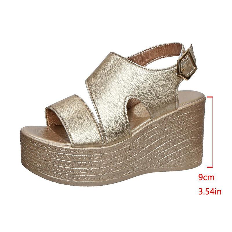 Spring and Summer Footwear Plus Size Sandals Soft-soled Flat-bottomed Round-headed Wedge-heeled Thick-soled Beach Women's Shoes