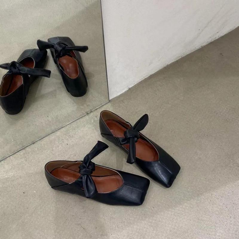 Eckige Zehenpartie Schnürung Glänzend Mary Jane Ballerinas Stilvoll Französisch Flach Silber Neu Frühling und Herbst Flach Ein Riemen Damen Schuhe