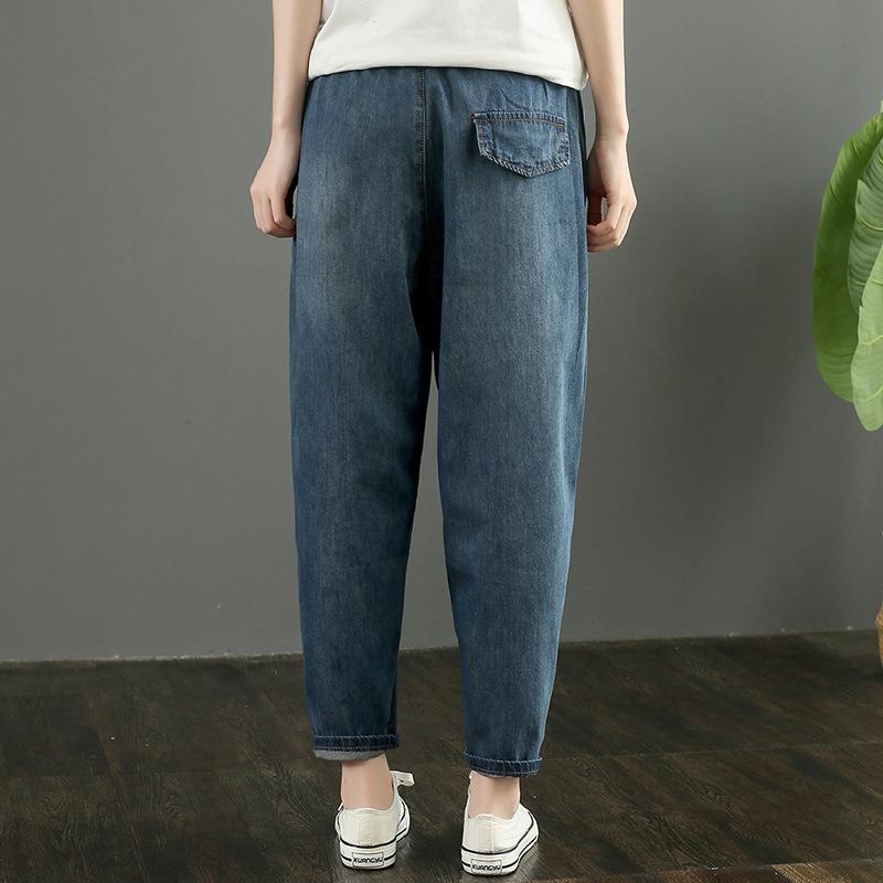 Jeans Harem Larghi a Gamba Larga da Donna Vita Alta Pantaloni a Nove Punti Modellanti Pantaloni Casual a Vita Leggera