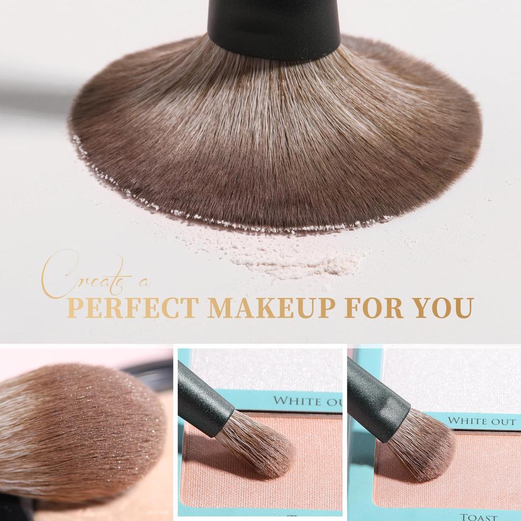 DUcare Portable Makeup Brush Set of with PU Storage Premium Fiber Fluffy Powder Blush Eyeshadow Eyebrow Portable Makeup Popular Cute Brush Set 5,