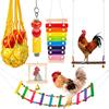 6Pcs Papagaio Brincando Brinquedos de Treinamento Conjunto de Brinquedos de Galinha Mastigando Brinquedos de Forrageamento com Balanço de Madeira Fruta Vegetal Alimentador Pendurado