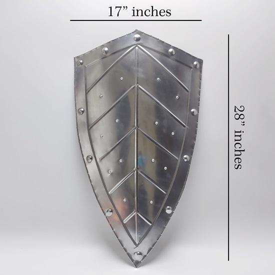 71.12 Cm Medieval Leaf Design Pointed Shield, Larp Re-enactment Cosplay Heater Shield, Functional Armour Knight Battle Shield