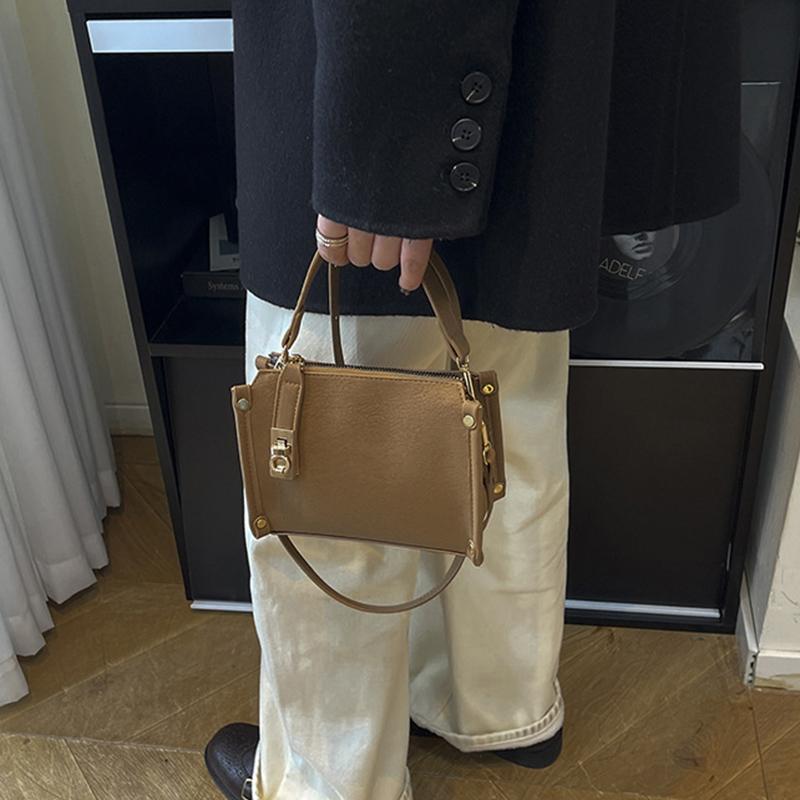 Retro Faux Leather Tote Pillow Bag Stylish Versatile Square Shoulder/crossbody Bag High-quality Mini Boston Bag Elegant Women's Handbag