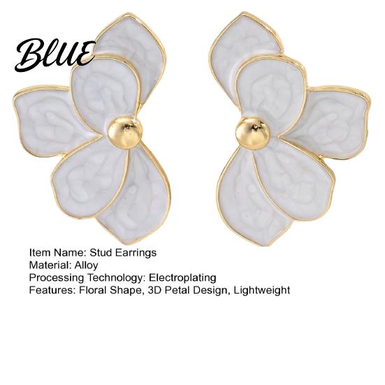 Ear Studs 1 Pair Stud Earrings 3D Layered Petal Design