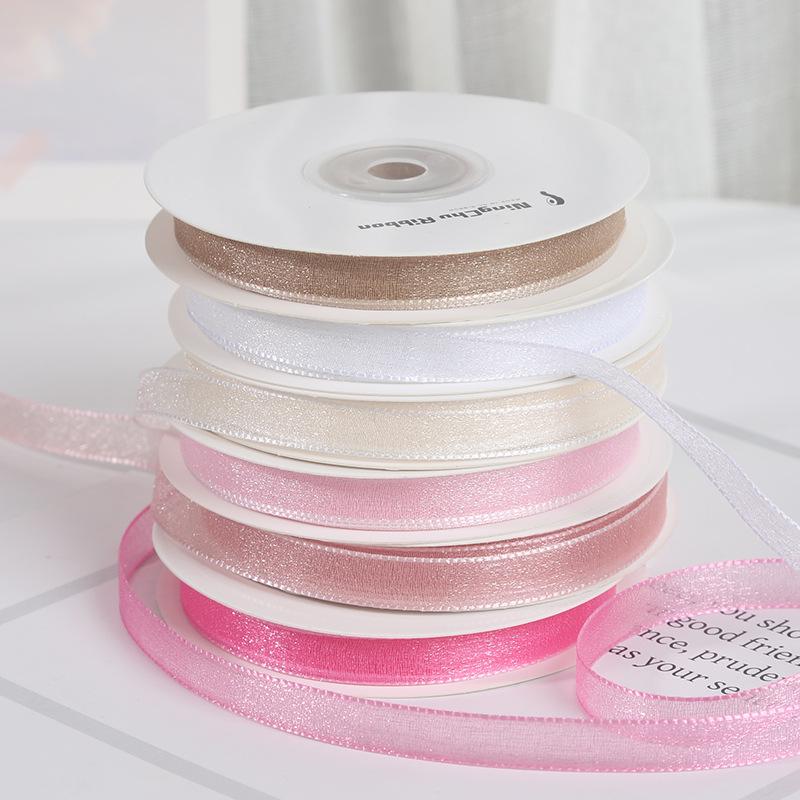 Seersucker Ribbon Lace with Snow Yarn for Bouquets and Packaging