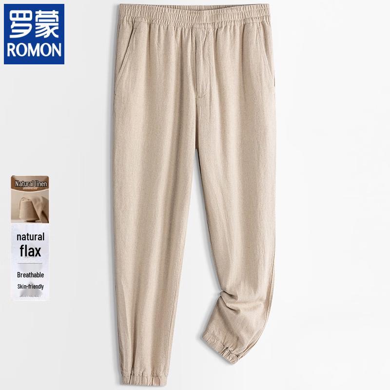 ROMON Men s Loose Fit Linen Blend Straight Leg Casual Pants 2XL