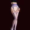 Women 1D Dot Thin Hollow Out Pantyhose Oil Glossy Shiny Open Crotch Elastic Stockings Sheer See Through Maid Dance Stockings