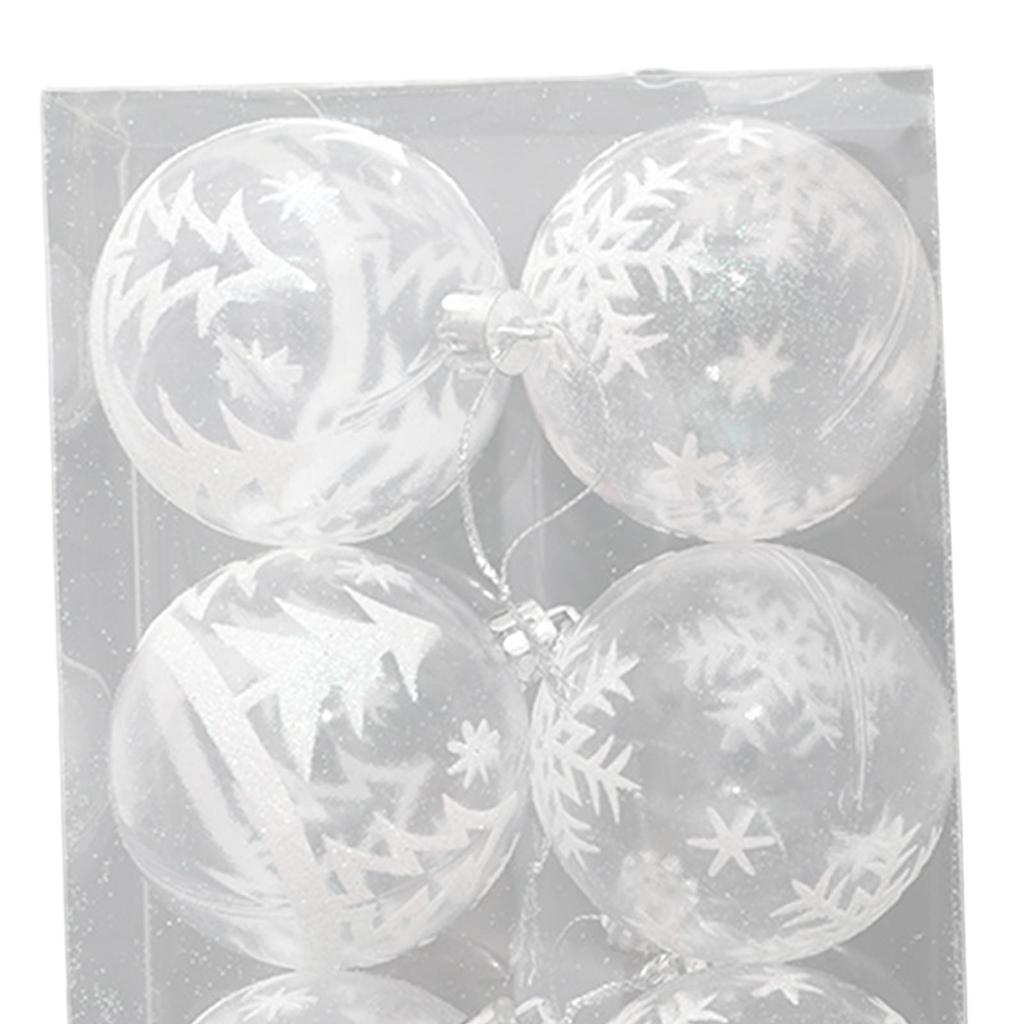6x Transparent Christmas Balls Easy Installation 2.36 inch Decorative Baubles for Birthday Xmas Tree Wedding Holiday Home
