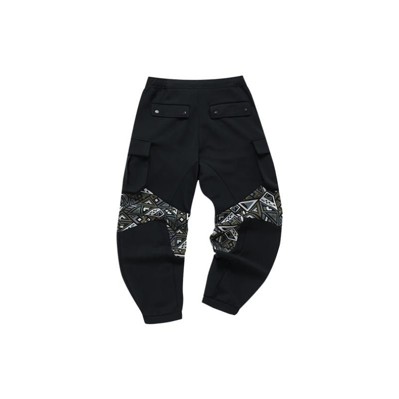 Fila Fusion White Mountaineering Geometric Pattern Printed Cuffed Casual Knit Sports Pants Men pants Black T11M217601FBK