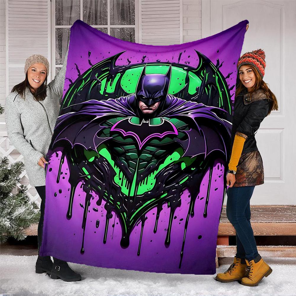 1pc Batman Art Print Outdoor Flannel Throw Blanket Soft, Lightweight & Warm for Sofa, Office