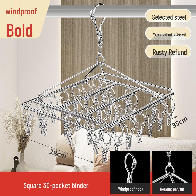 Wielofunkcyjny wieszak ze stali nierdzewnej do suszenia skarpet z klipsami - Idealny do użytku dla niemowląt, dzieci, w akademikach i na straganach ulicznych