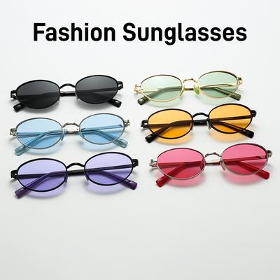 New Fashion Men and Women's Sun Visors UV400 Sunglasses Unisex Oval Frame Eyewear Retro Brand Designer Popular Metal Eyeglasses