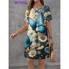 Vestito da Donna Stampa Farfalla Manica Corta Scollo a O Vestiti Moda Casual Harajuku Estate Autunno 2025 Abbigliamento da Festa Donna