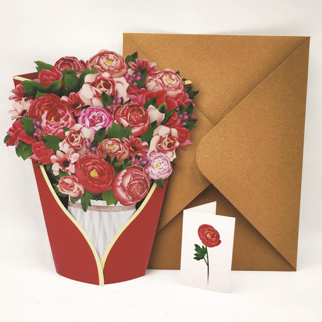3D Pop Up Flower Greeting Card Creative Mother's Day Paper Multi-Style Thank You Postcard for Valentines Day Birthday Gift
