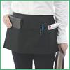 Fashion Chef Short Small Waist Apron, 1 Pockets Black Waterproof Half Apron for Waitress, Home Kitchen Practical Cooking Wear