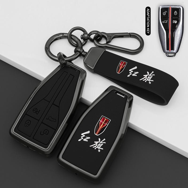 Zinc Alloy Leather Car Key Cover Case Bag For Hongqi Hs5 H5 H9 Hs7 H7 L5 Hs3 L9 Holder Shell Protector Keychain Accessories
