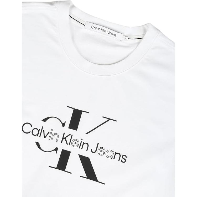 Calvin Klein Letter Pattern Printed Crew Neck Short Sleeve T-Shirt Men Tops White J30J325190-YAF