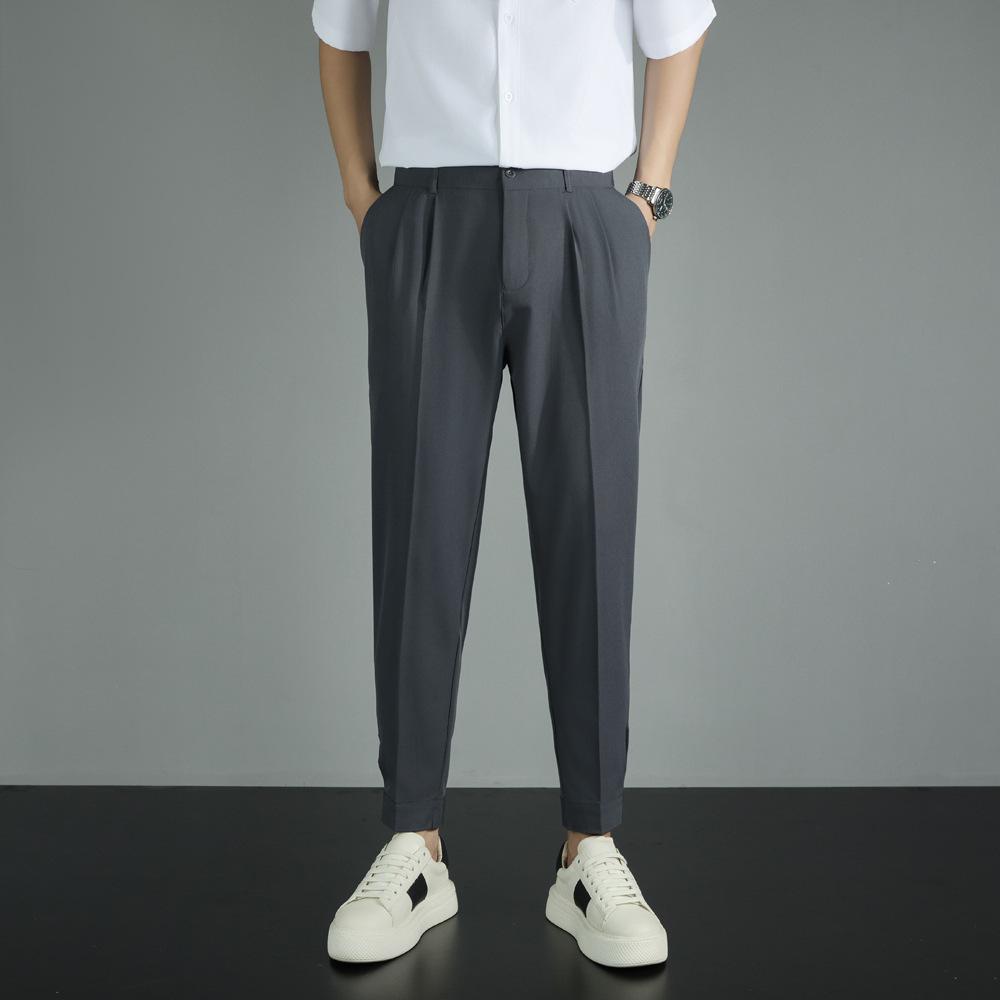 Summer casual pants men's trousers drape leggings slim-fitting versatile tapered nine-point pants Harlan pants loose small feet
