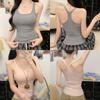 Slim Fit Women Sleeveless Camisole Solid Color Elastic Ribbed Tank Top Soft Basic Daily Wear Vest