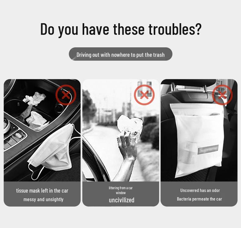 Magnetic Car Seat Back Trash & Storage Bag Organizer