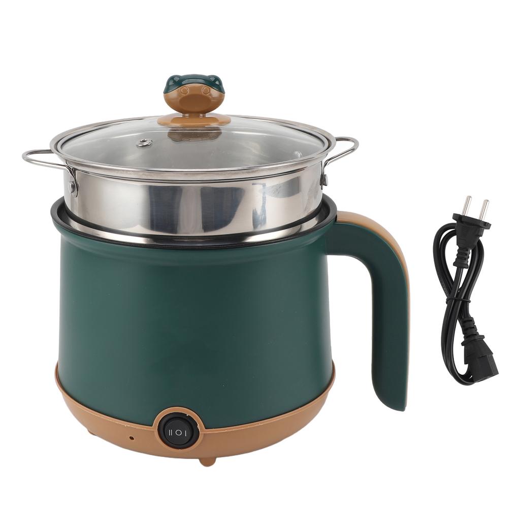 Electric Hot Pot Green 1.8L 600W Cooking Pot with Steam 2 Adjustable Level Anti Stick