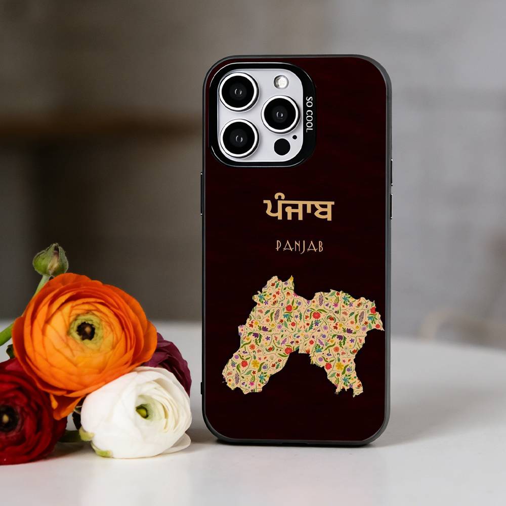 

Punjab Map Phone Case For iPhone 17,16,15,14,13,12,11 Plus,Pro Max,XS,Colorful Silver Black Cover iPhone15pro