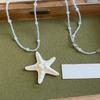 Bohemian Starfish Necklace Dopamine Bead Summer Clavicle Chain Starfish Choker  Photography Props