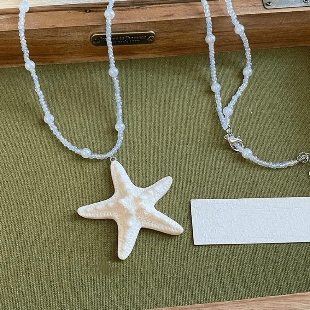 Bohemian Starfish Necklace Dopamine Bead Summer Clavicle Chain Starfish Choker Photography Props