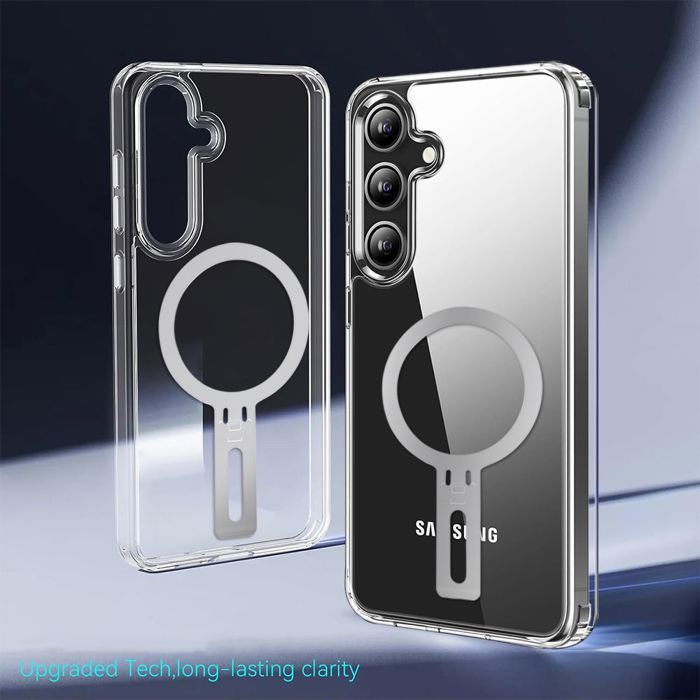 Coque pour Samsung Galaxy S26 Ultra, Antichoc Silicone Transparent avec Support Argenté Réglable