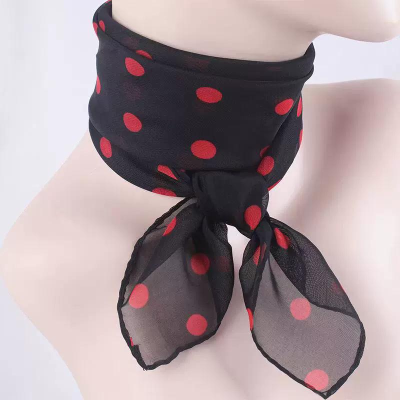 Square Chiffon Scarf Sun Protection Thin Scarves Soft Wrap Shawl Polka Dot Women Accessories CLE