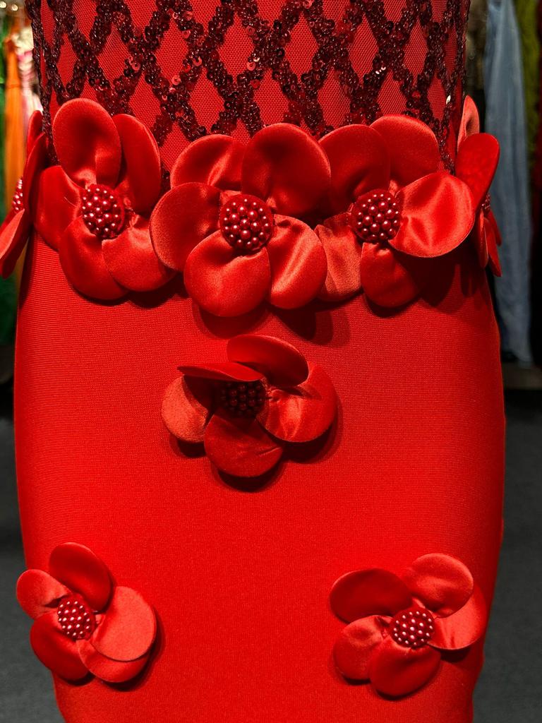 Elegant European and American Evening Gown: Sequined Floral High-End Sleeveless Long Bandage Dress