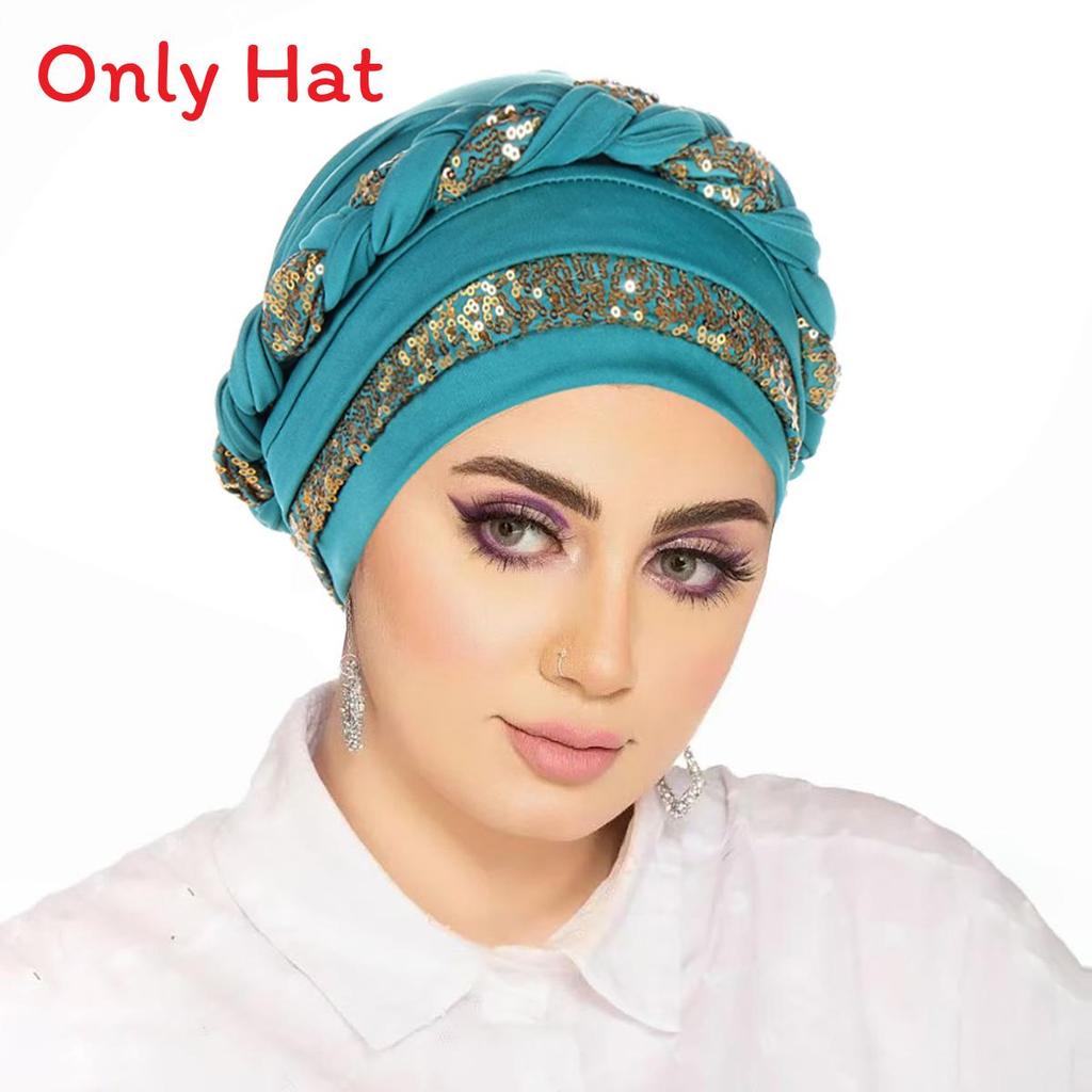 Casual Polyester Knit Headscarf Hat With Embroidered Braid For Autumn Wear