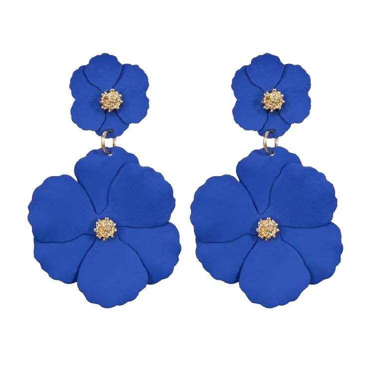 Eye Catching Woman Studs Earrings Flower Pendant Earrings Colorful Ear Jewelry Iron Texture for Matching Fashion Outfits