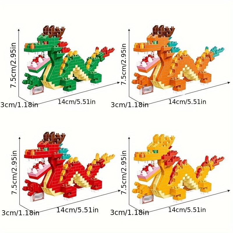 Drachen-Bausteine, kreative Tier-Mini-Bausteine, DIY-Ziegel-Spielzeug, Kinder-Schreibtisch-Dekoration, Jahr des Drachen, Geschenke für Jungen