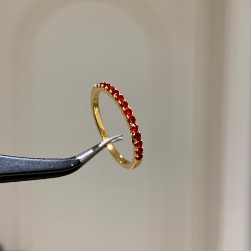 Xiaohongshu Ruby Diamond Ring: Luxury Ultra-Fine Women s Niche Tail Ring Size 7 - Closed