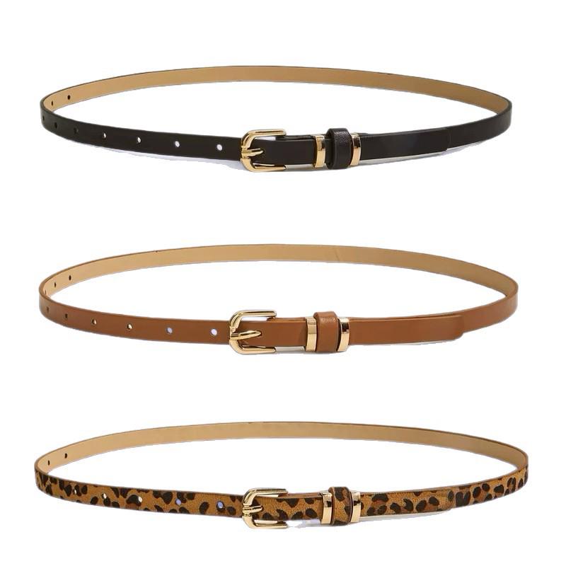 Women's Retro Thin Leopard Print Pin Buckle Belt - Versatile Decorative Fashion Accessory